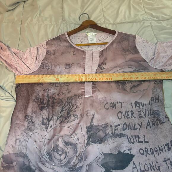 Alessa W. Collection Pink Top Women's Size 14 Script Polyester Blend - Picture 5 of 8